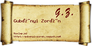 Gubányi Zorán névjegykártya